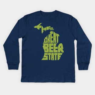 Michigan: The Great Beer State (Dry Hopped Edition) Kids Long Sleeve T-Shirt